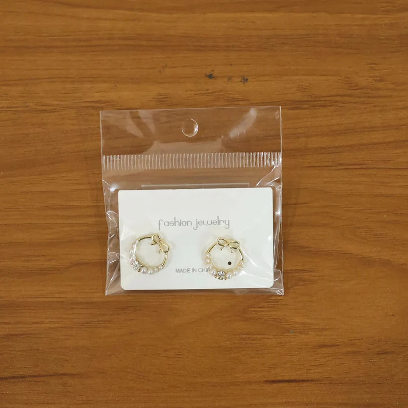Bow Pearl Hoop Earrings – Gold Plated Korean Style Jewellery