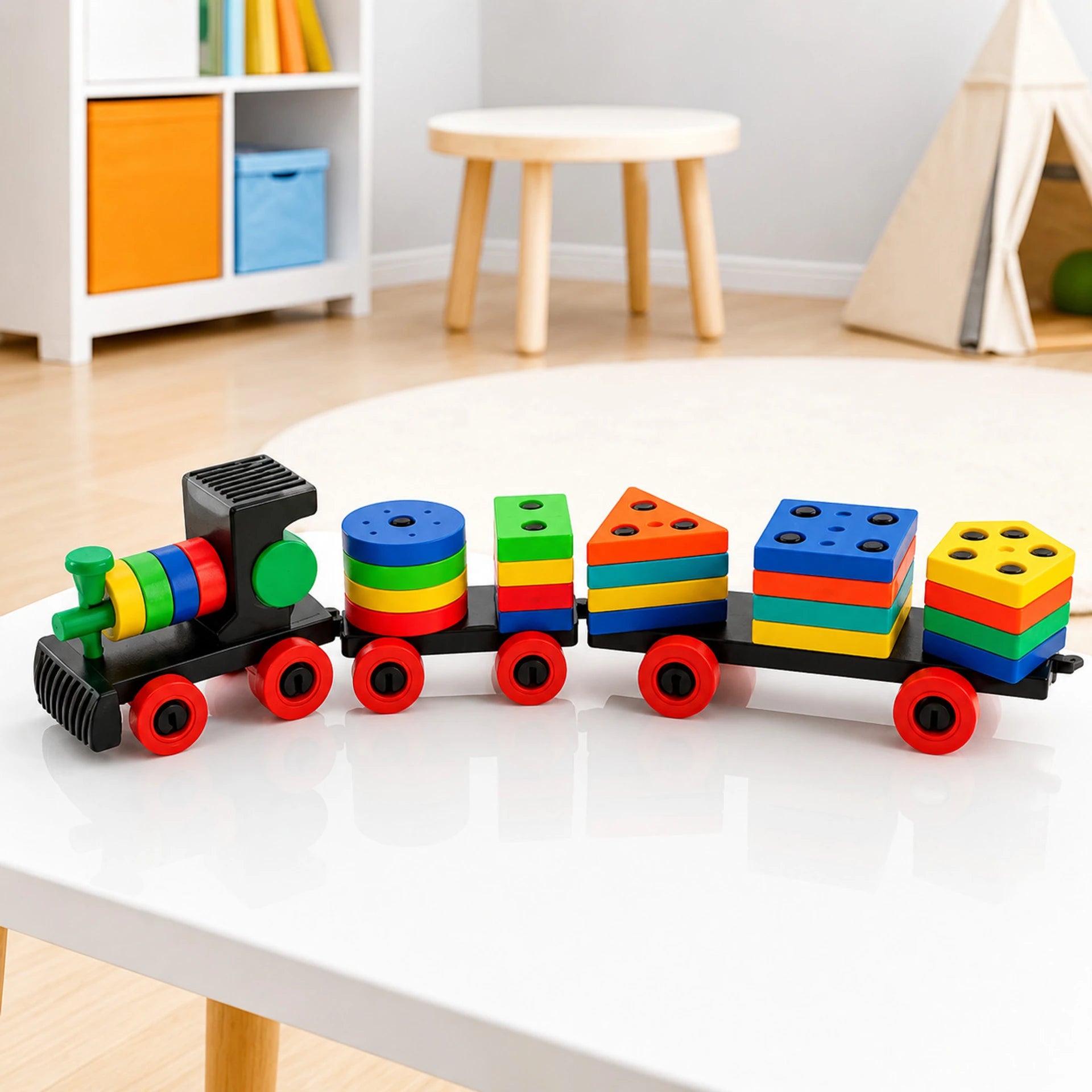 Blocks Puzzle Geometric Train Early Learning Educational Toy