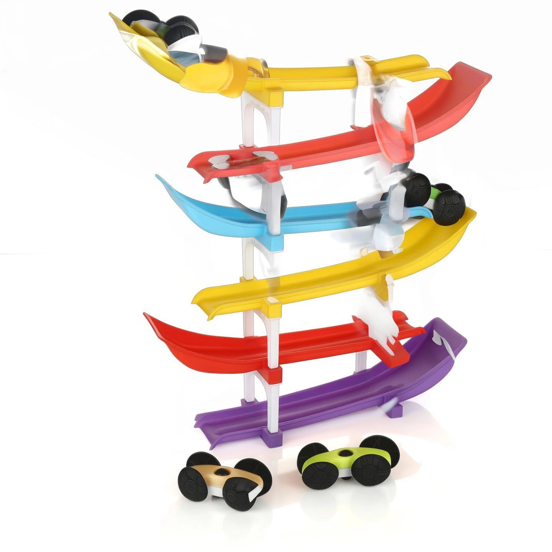 Racer Ramp Car Sliding Toy 6 ramps & 4 cars for Kids