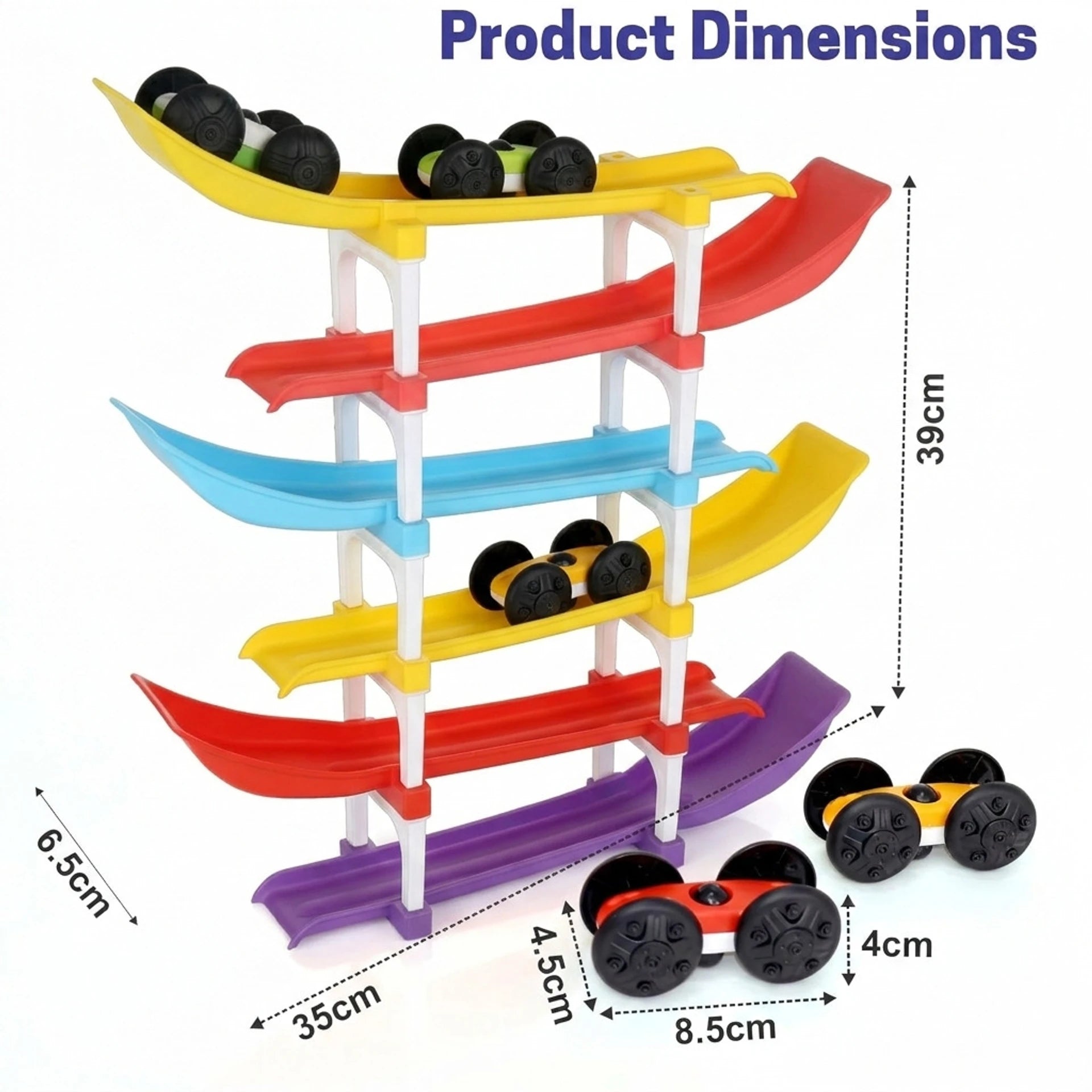 Racer Ramp Car Sliding Toy 6 ramps & 4 cars for Kids